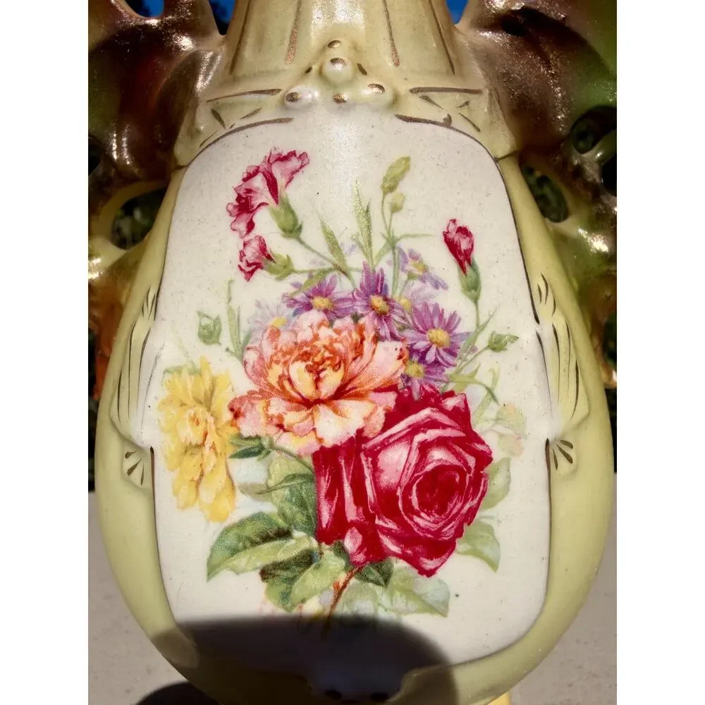 Antique Austrian Bohemian Art Nouveau Hand Painted Porcelain Vase 9